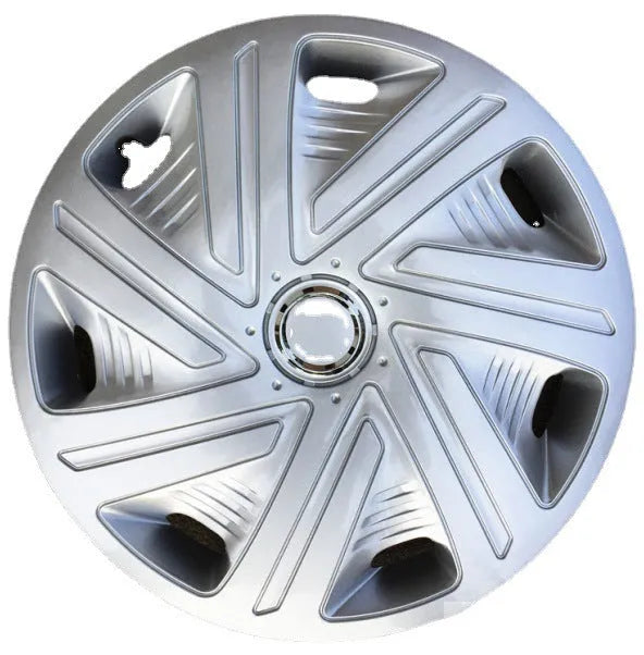 Universal monochrome ABS plastic wheel hub cover in silver, electroplating or black finish.