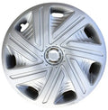 Universal monochrome ABS plastic wheel hub cover in silver, electroplating or black finish.