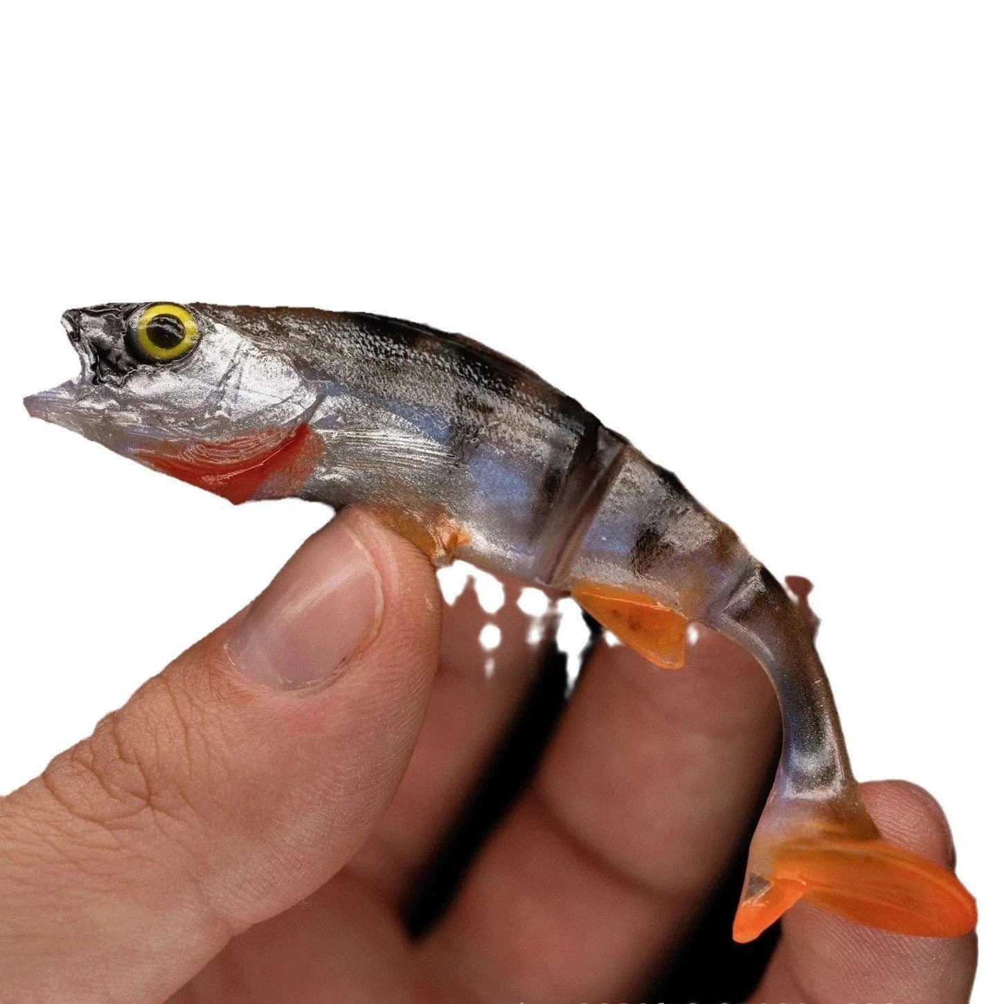 Soft T tail fishing lure with fish colour pattern for sea fishing and catfish