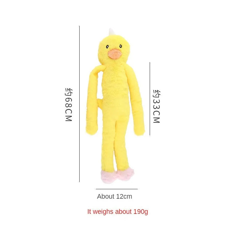 Plush Golden Retriever dog toy in pink or yellow with a crinkly paper sound feature.