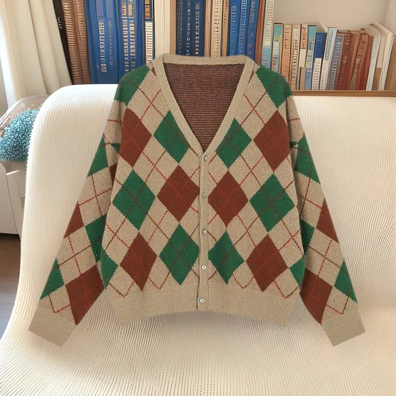 Knitted casual cardigan in macaron colours including pink, green, black for Japanese Korean style wear
