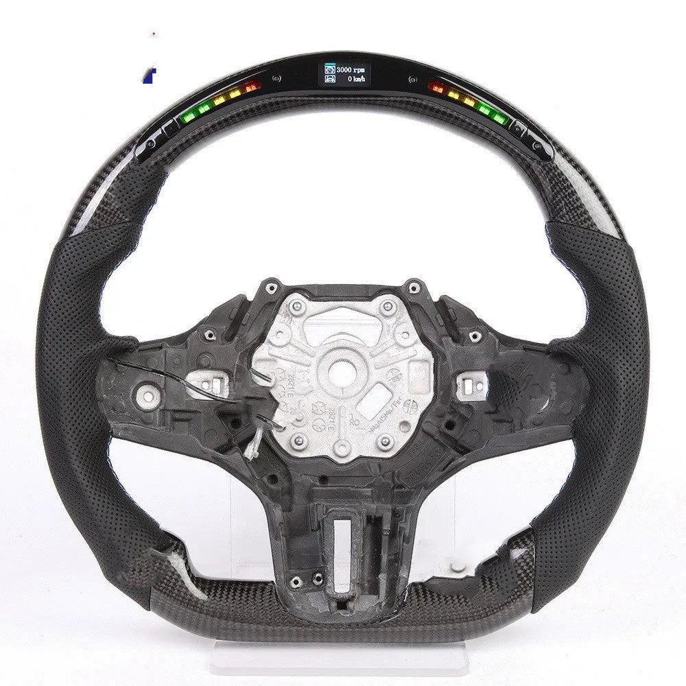 Black carbon fibre BMW steering wheel with LED lighting for X3 X5 models