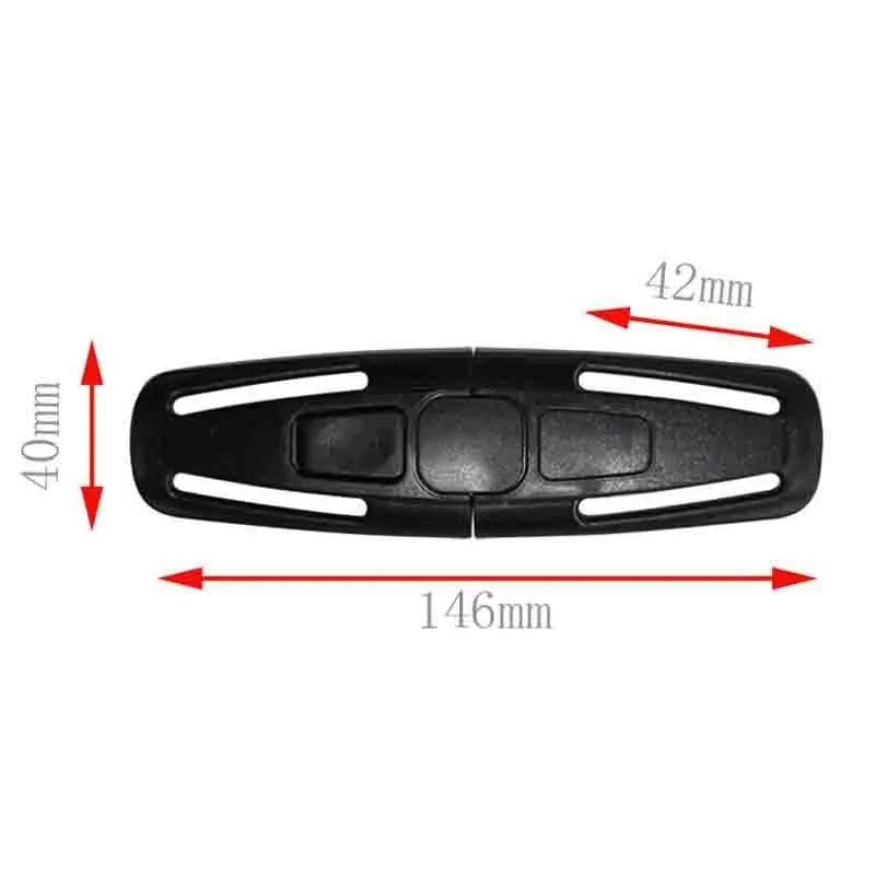 Black nylon PA66 child safety seat belt buckle clip for 5-point harness systems