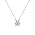Women's adjustable 925 silver butterfly necklace with square opal pendant on cross chain