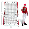 Red metal frame portable baseball training net folded to 95cm long