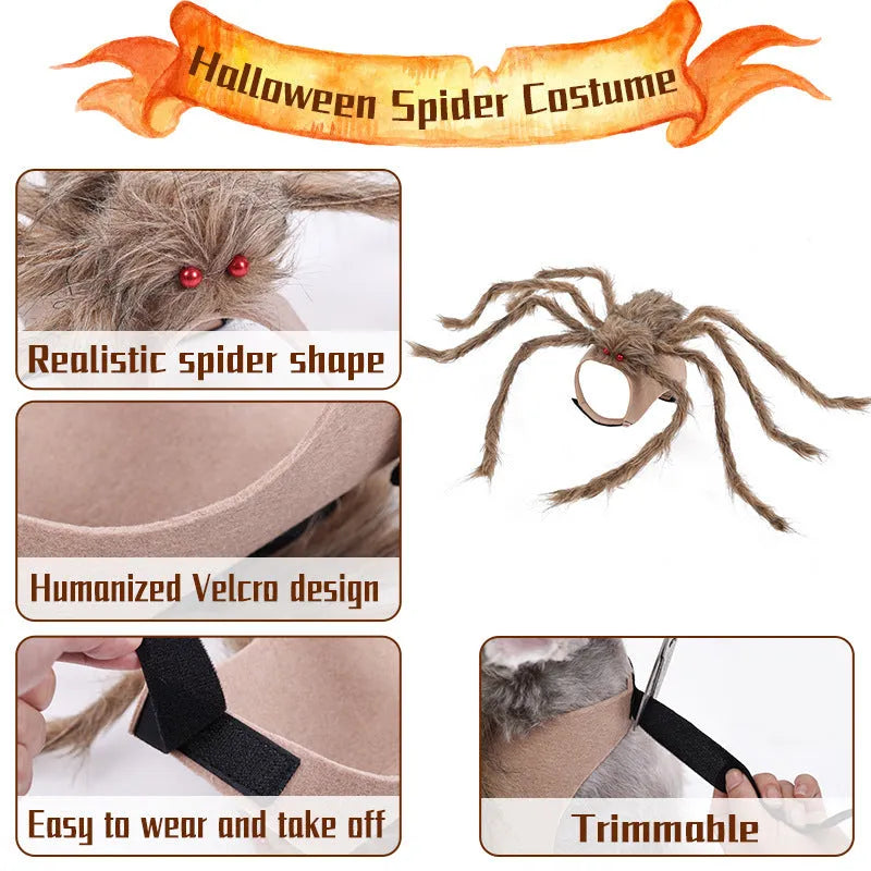 Halloween big spider costume for pet dog or cat in polyester material