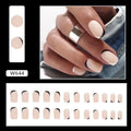 Set of black and white frosted matte press-on nails in W644 colour code for ladies fashion manicure