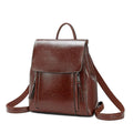 Genuine leather women's backpack in oil wax cowhide with multiple internal compartments