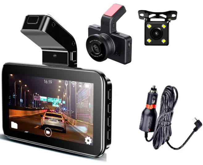 3-inch HD car DVR dashboard camera with double lens system for front and rear recording