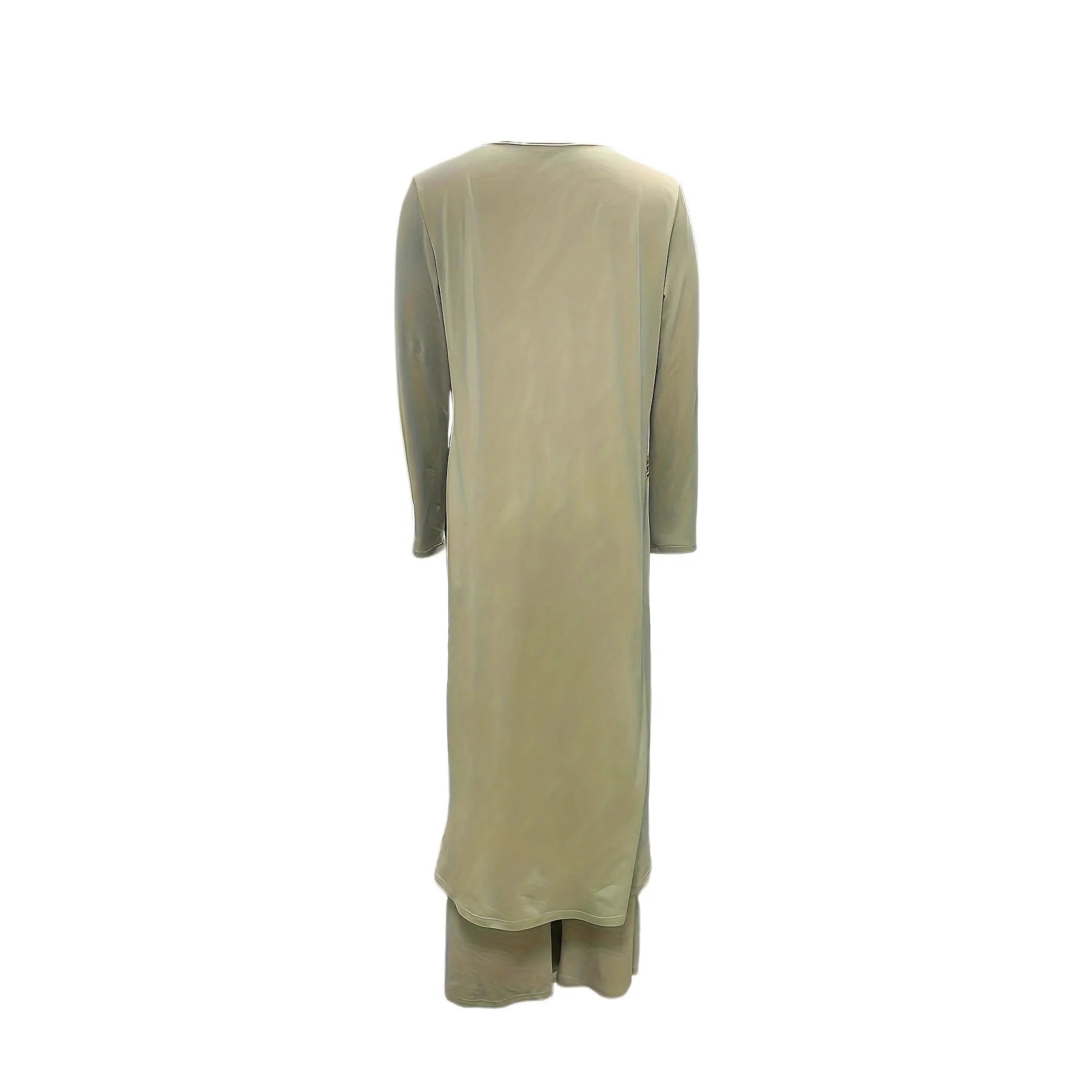 Casual long sleeve two-piece set with loose round neck top and matching trousers in polyester
