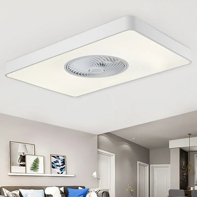 Nordic solid wood ceiling fan light with PVC shade in rectangular, round, or square options