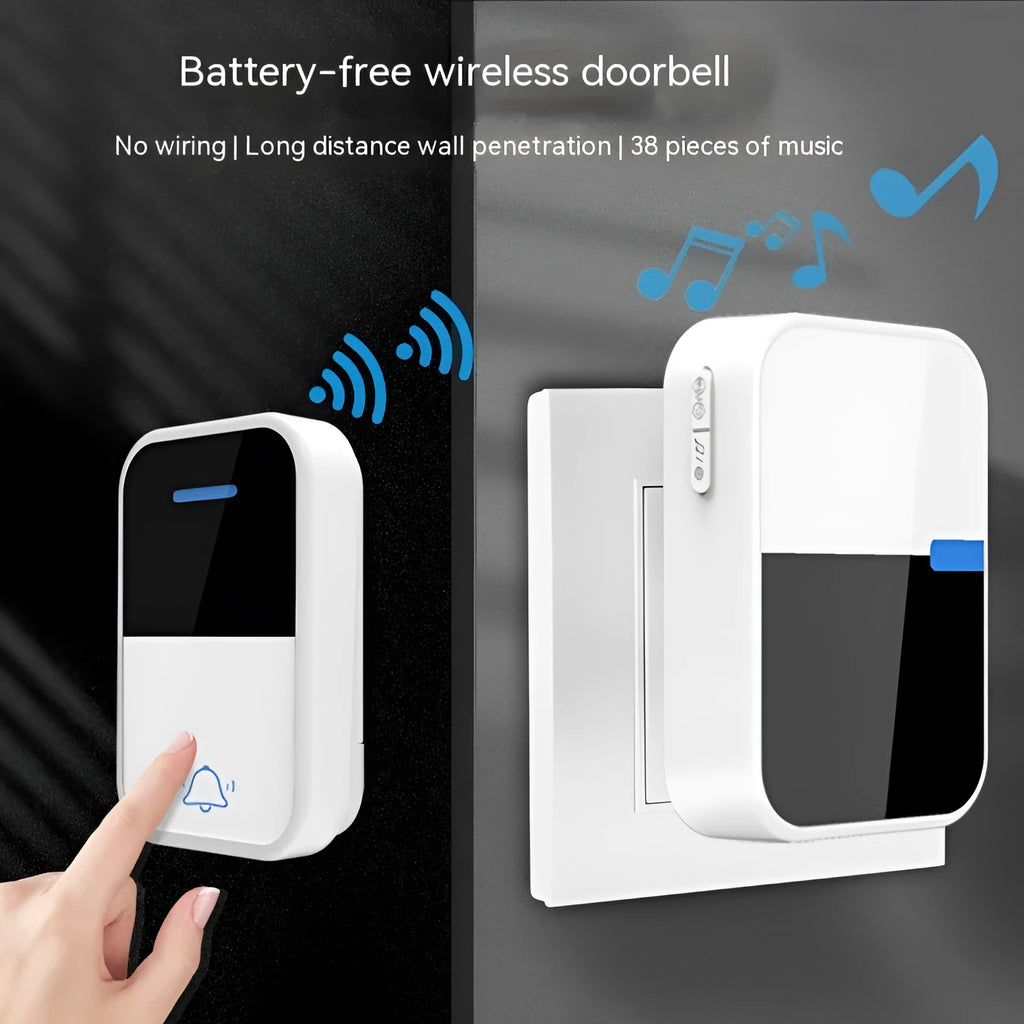 White plastic wireless doorbell receiver and transmitter units for long-range home alerts