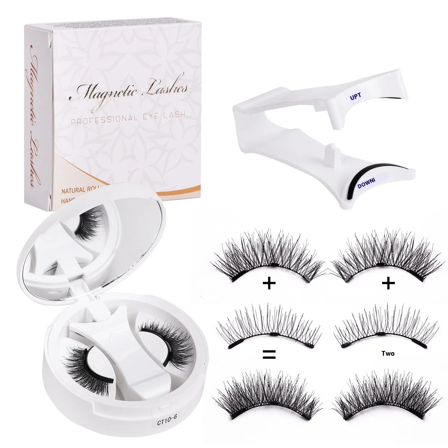 Portable magnetic false eyelash kit with built-in soap holder compartment