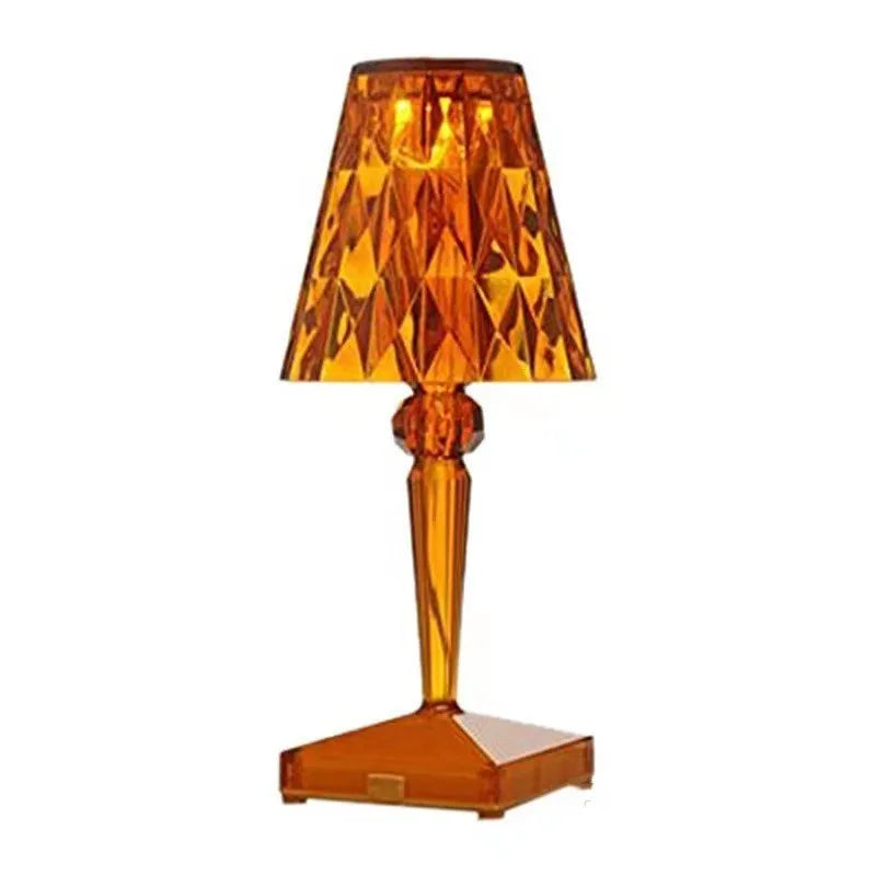 Rose gold portable touch night light with projection and dimming controls
