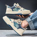 Canvas casual shoes in Milan green and beige colours with flat heel and round toe design