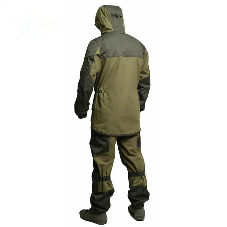 Men's special forces style tactical combat suit in cotton blend fabric, featuring a jacket and trousers.