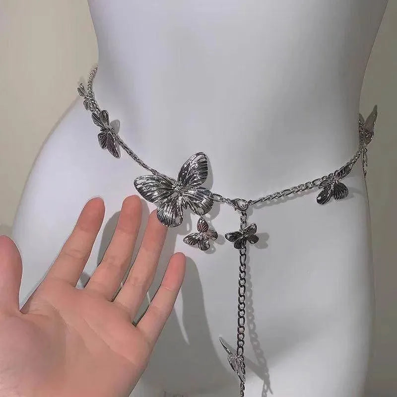 Butterfly design waist chain in gold or silver colour with 104cm length