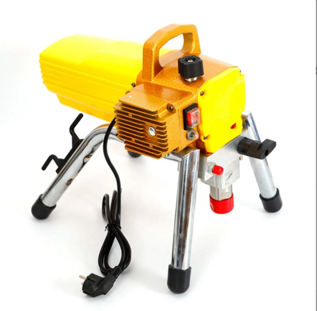 Blue portable electric airless spraying machine with spray gun and accessories for painting projects
