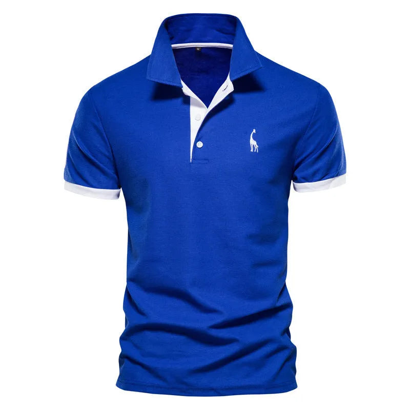 Men's slim fit cotton blend T-shirt with a deer embroidery on the chest, shown in a choice of colours.