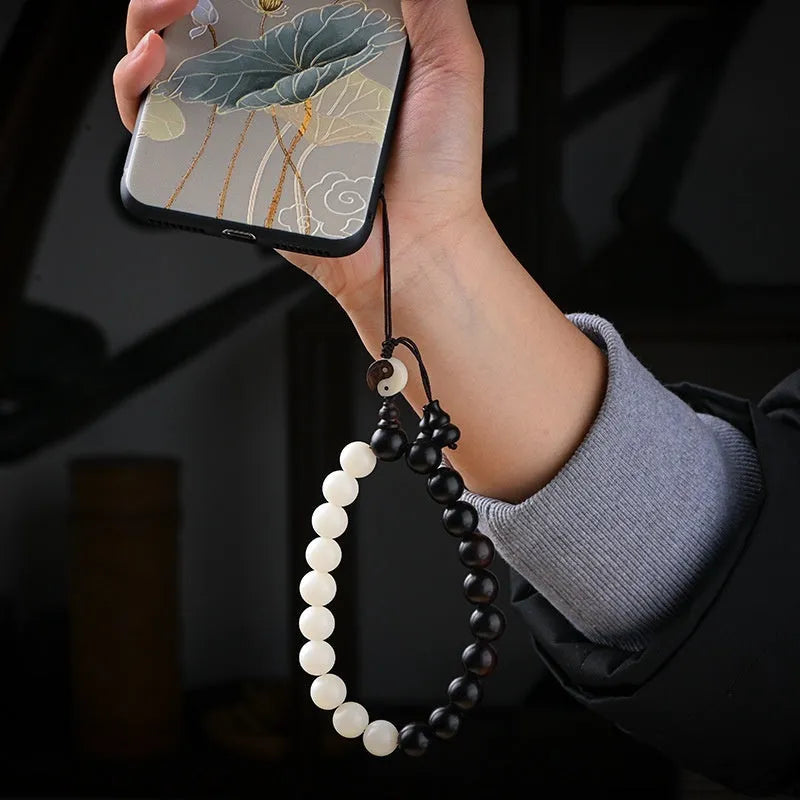 White corypha umbraculifera blackwood bodhi prayer bracelet with 11mm eight-diagram beads