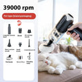 Handheld pet hair vacuum cleaner with attachments on a grey background