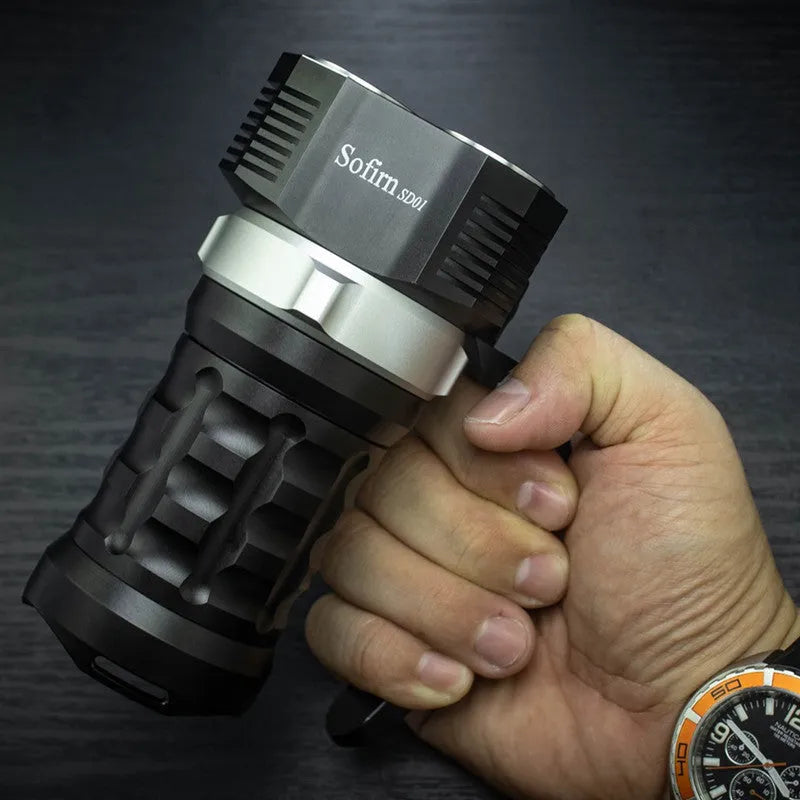 Aluminium alloy diving torch with 350 lumen brightness for outdoor and marine use