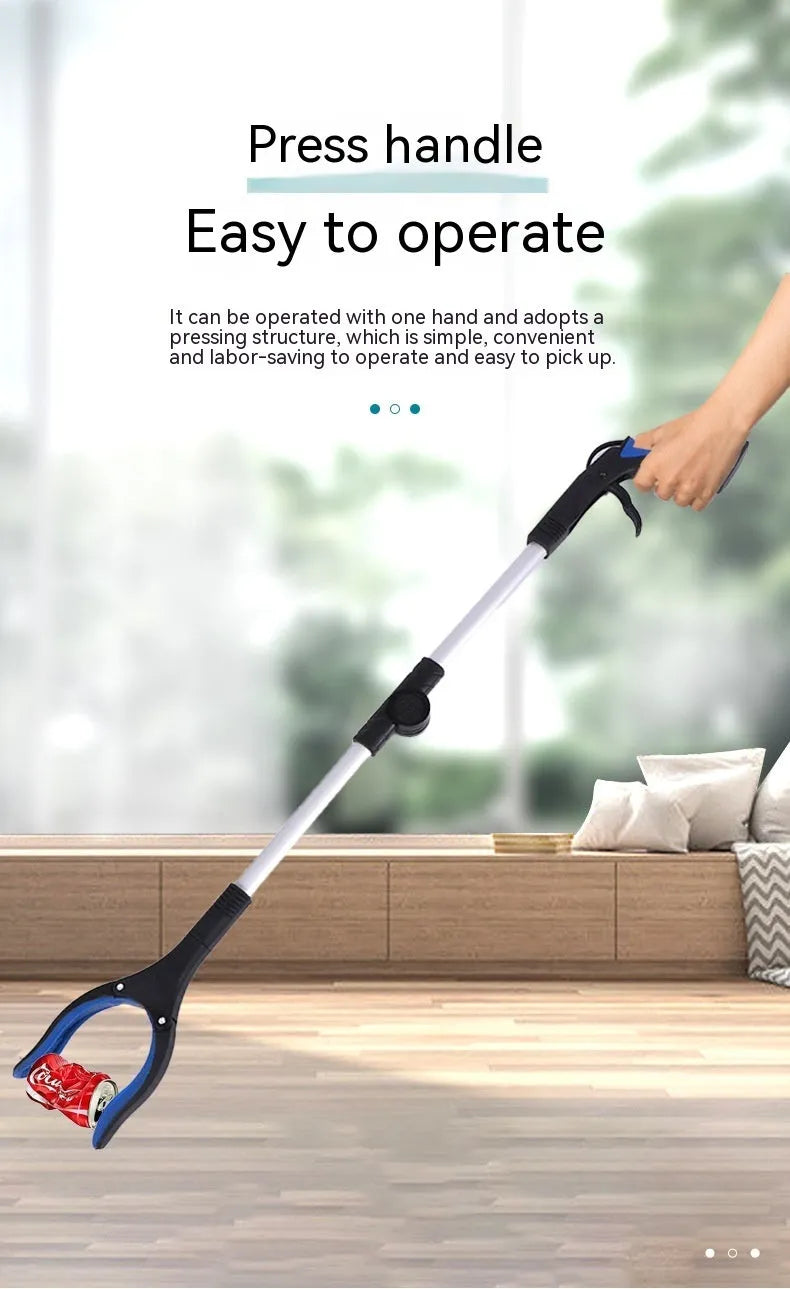 Foldable aluminium rubbish clamp with extended 80cm length and coloured handle