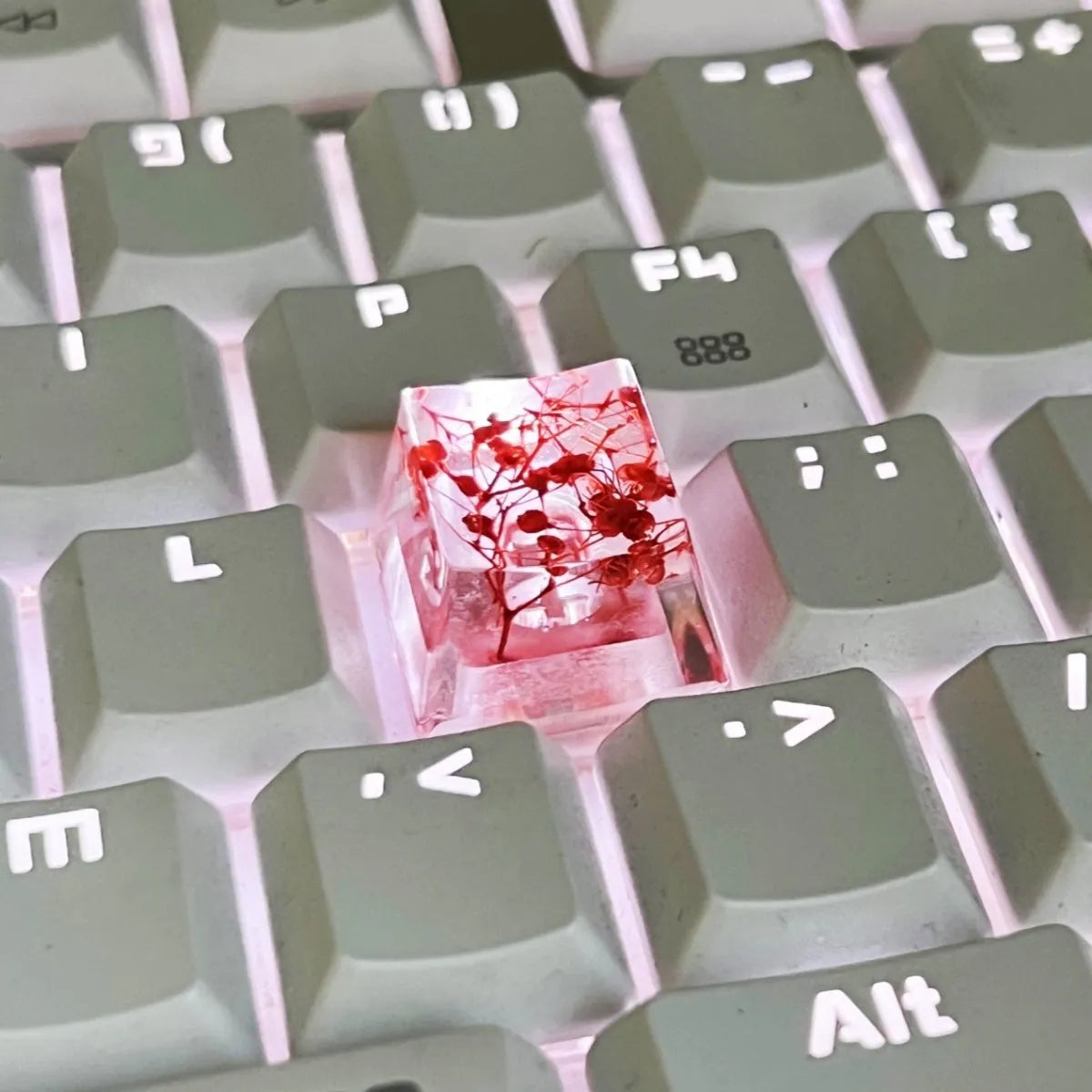 Resin transparent starry sky keycap for mechanical keyboards in red, pink, green, violet colours