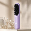 Wireless hair straightening comb in beige white colour with negative ion technology and USB-C charging port