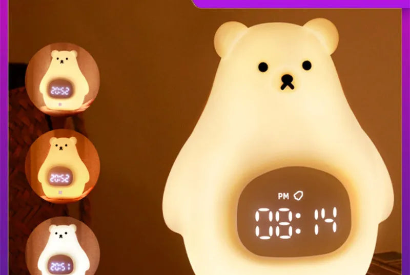 Big White Bear shaped silicone night light with a sleep timer and remote control on a surface.