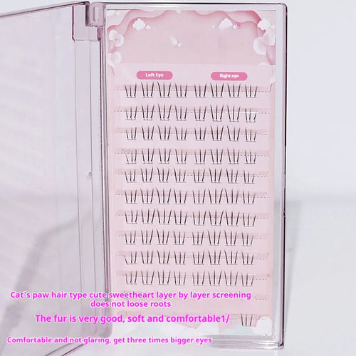 12-row segmented artificial fibre lower eyelashes with sheer root in natural long pointed tail style
