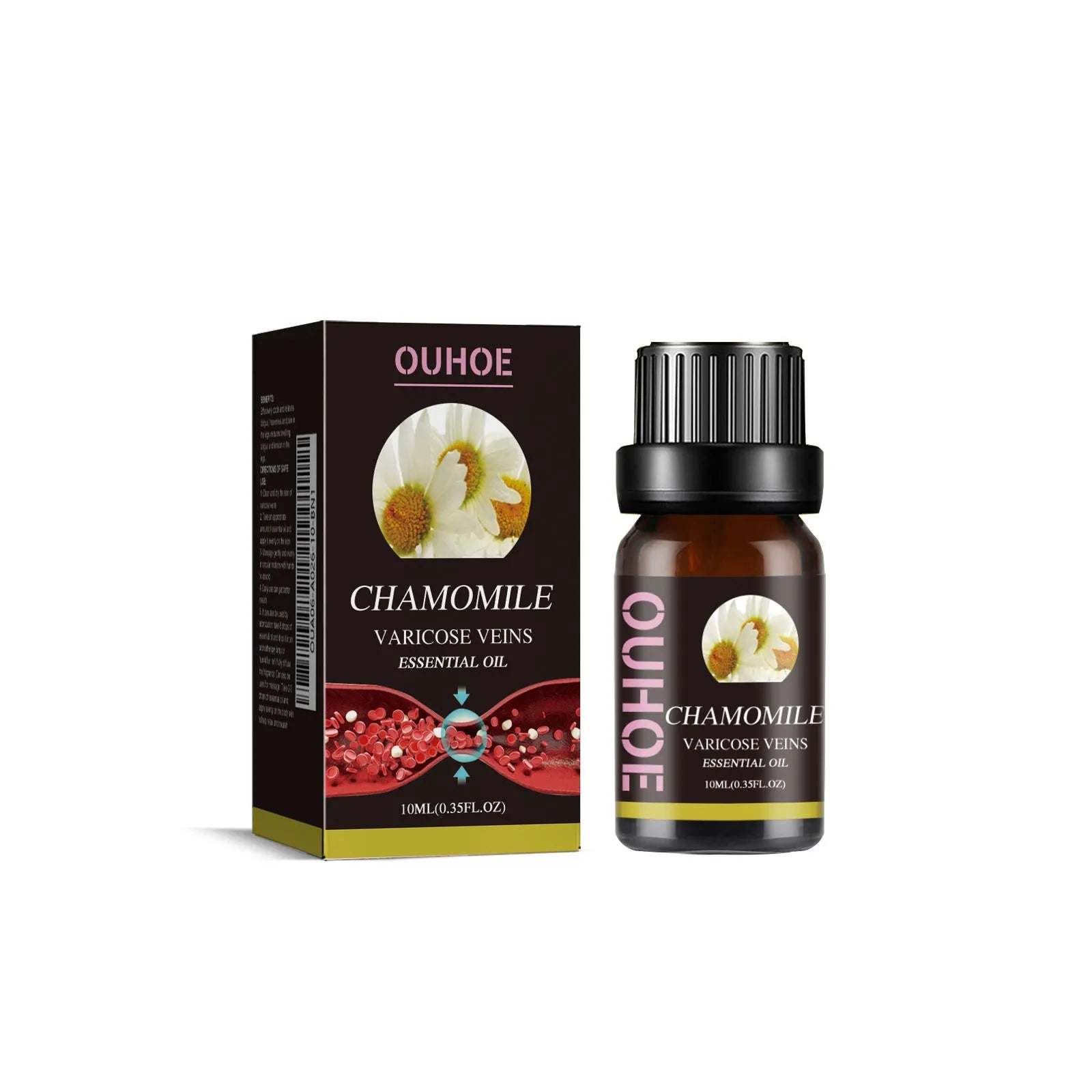 10ml bottle of chamomile leg essential oil for massage and skin care