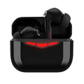 True wireless gaming earbuds in charging case with spare silicone tips.