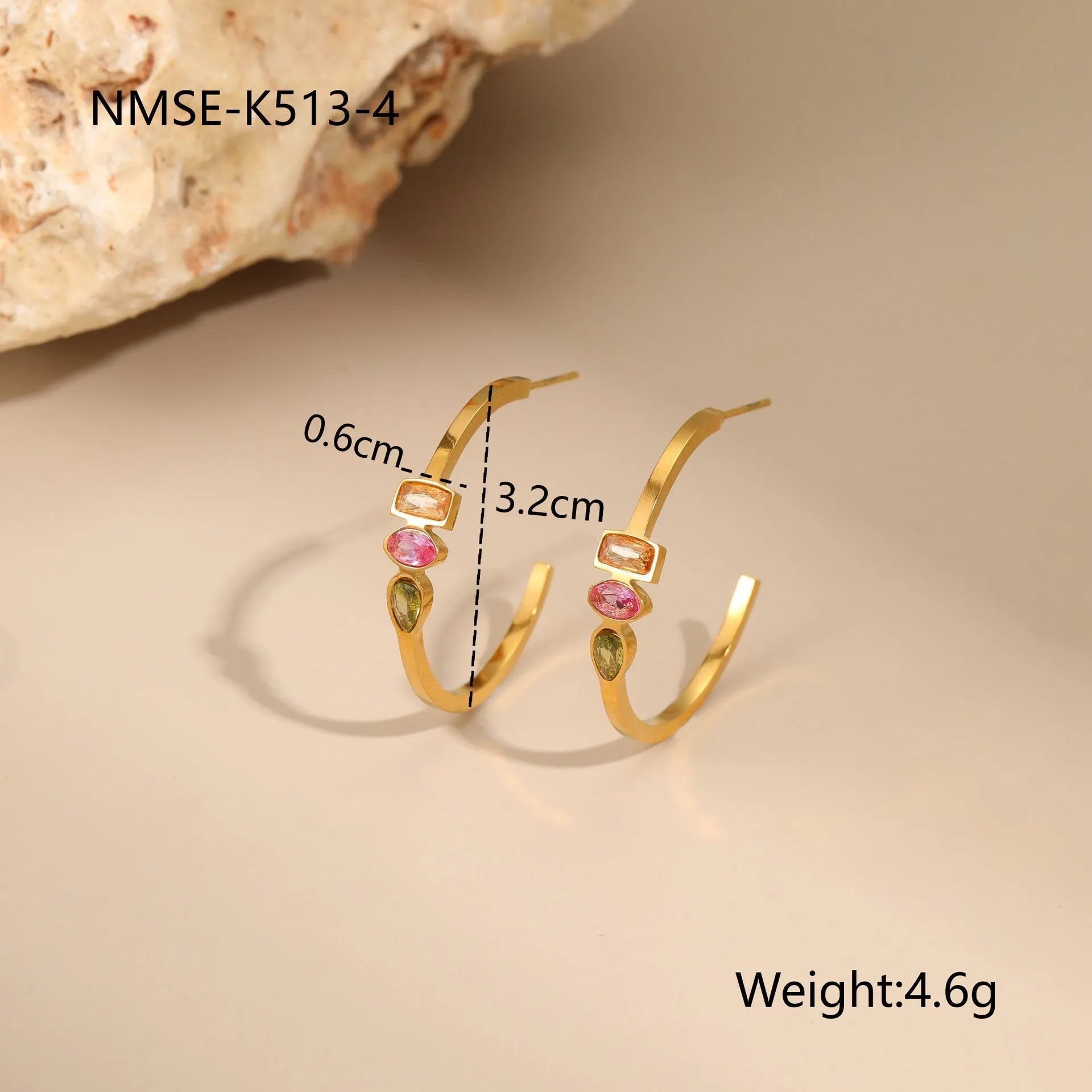 Geometric gold-plated zircon jewellery set showing necklace, ring and earrings with adjustable chain