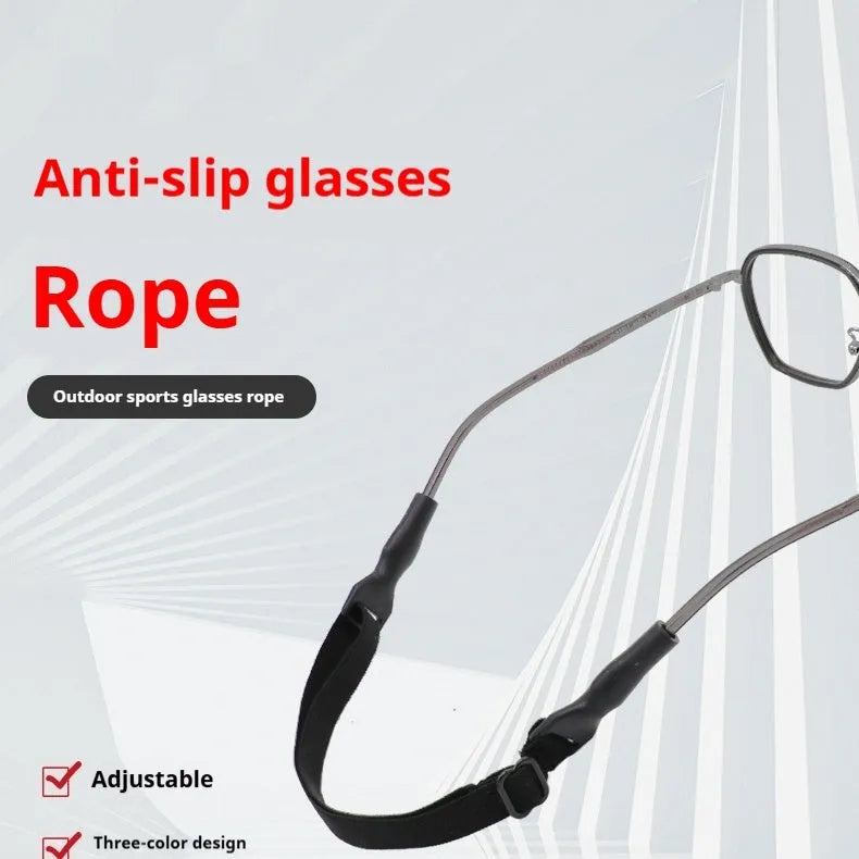 Black adjustable glasses cord with silicone earpiece ends for securing eyewear