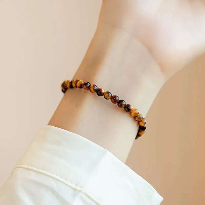 New Chinese style tigereye bracelet with geometric round beads in three size options
