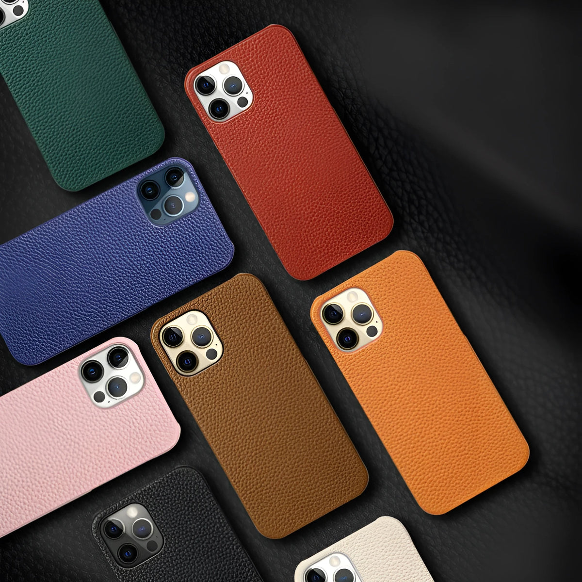 Genuine leather iPhone case with half-frame design in multiple colour options
