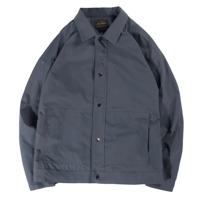 Men's thin single-layer Korean style jacket in polyester, shown in light gray colour.