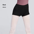 Black cotton women's dance practice shorts with elastic waistband