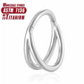 Titanium alloy fork nose ring for body piercing in silver, shown next to size options from 6mm to 12mm.