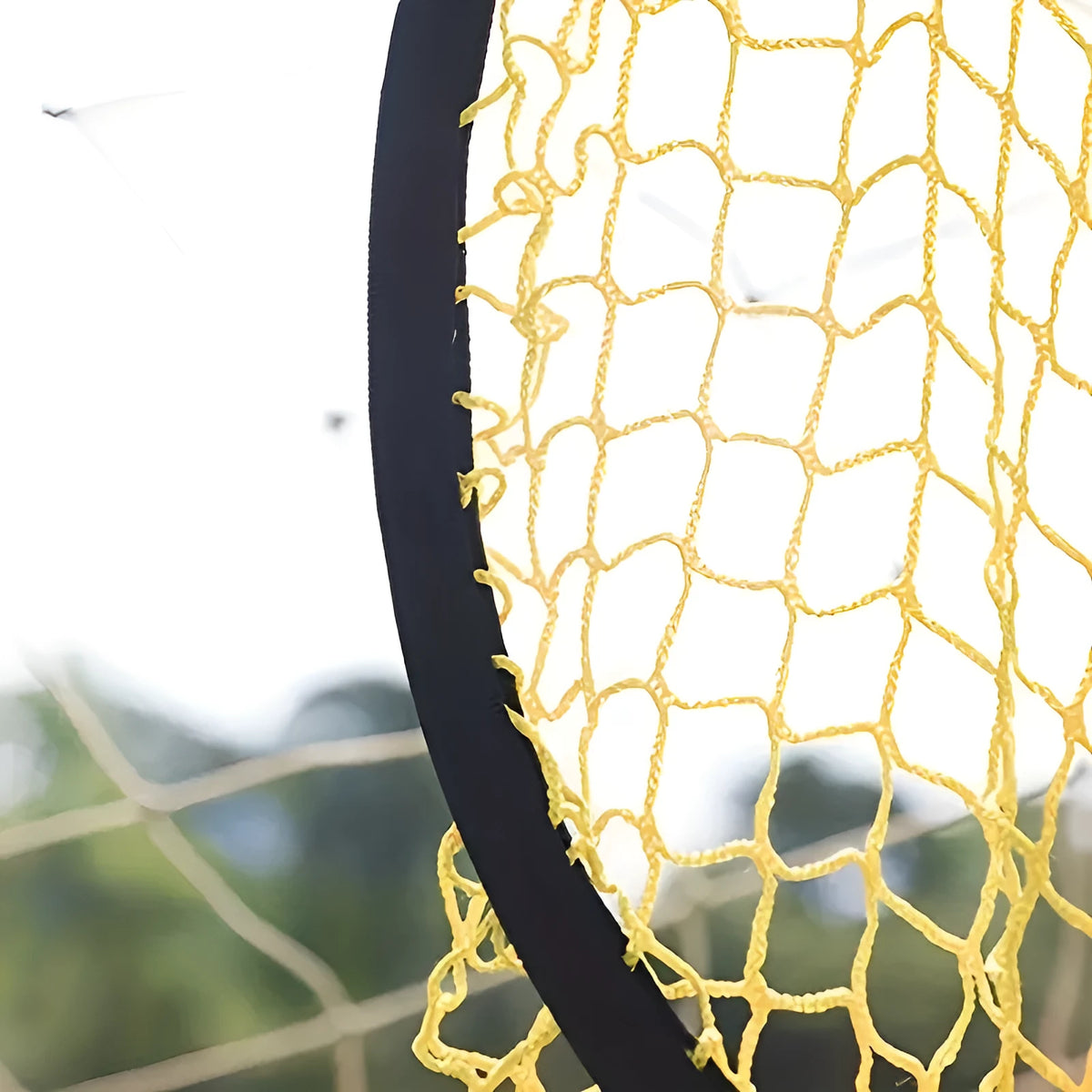 Portable black and yellow soccer training goal net for practice throwing drills