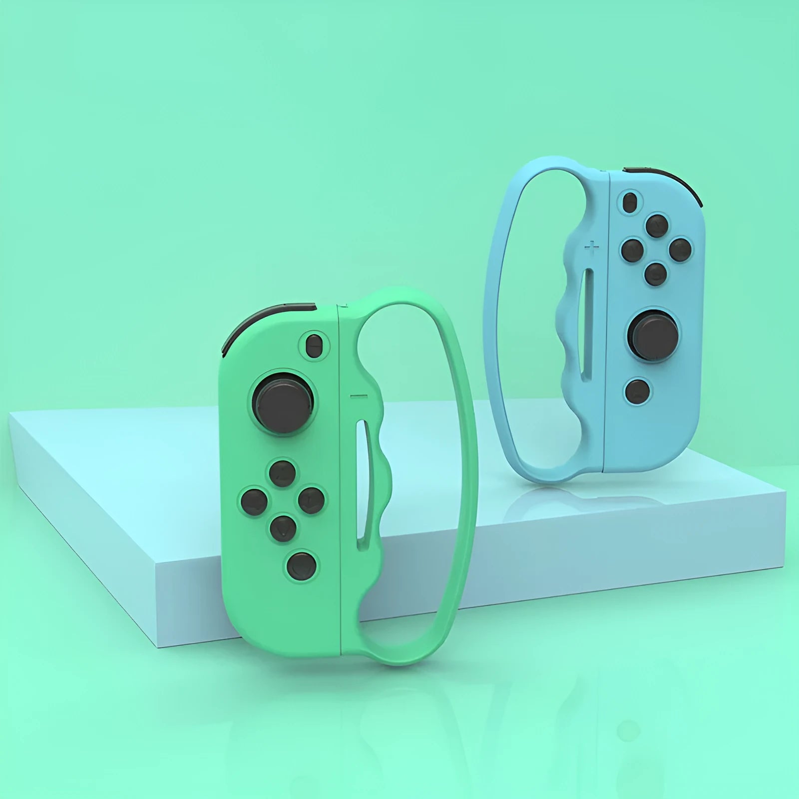 Joy-Con controller grips with hand rope loops for boxing games in AVS material