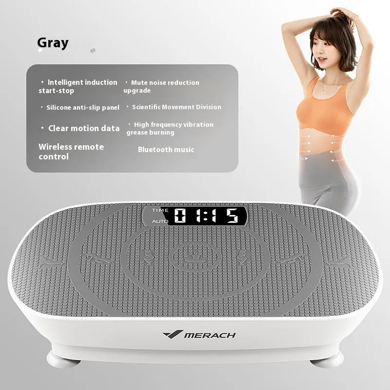 Grey smart power plate fitness board showing platform surface and control panel with dimensions 58cm by 38cm