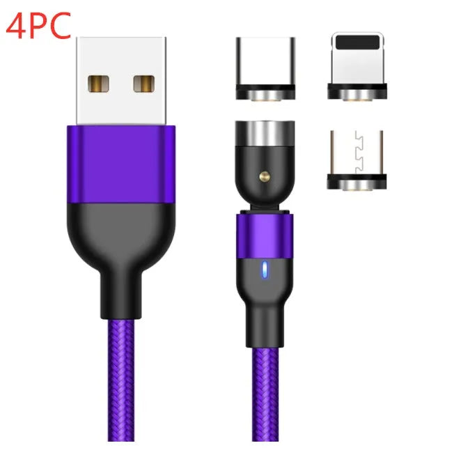 Essager rotating magnetic USB charging cable with blue LED light indicator in black colour
