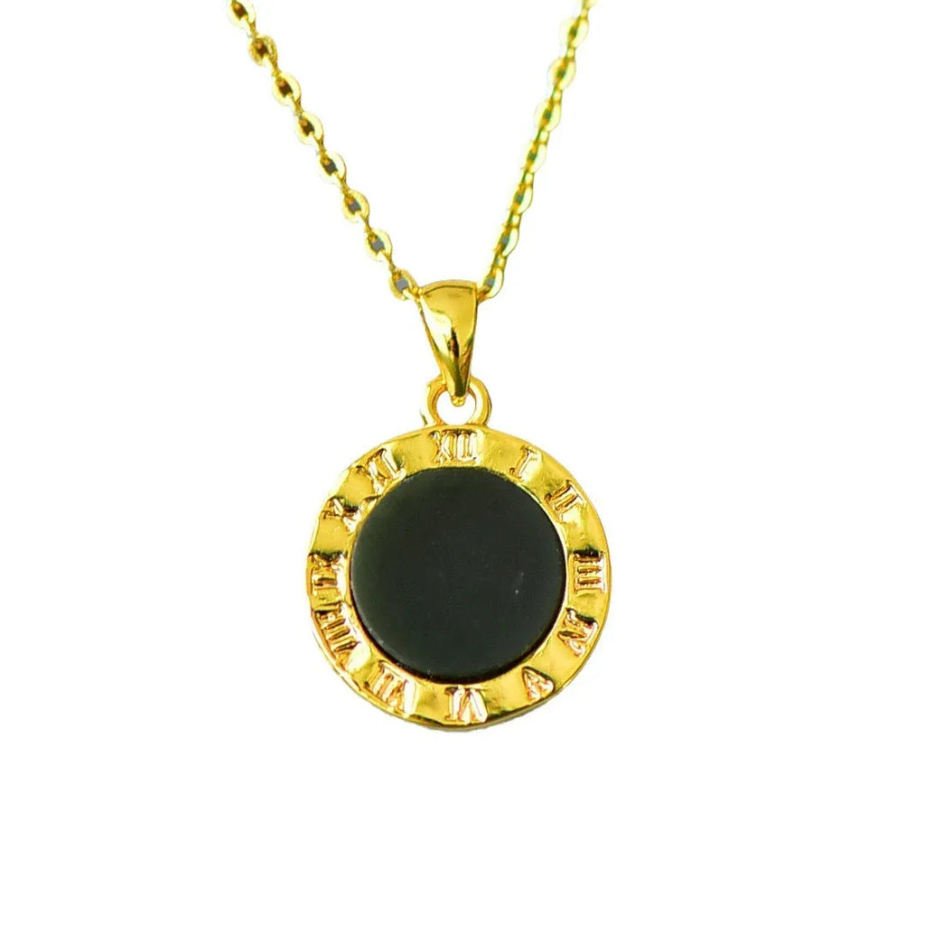 Natural Hetian Jade flat pendant with copper inlay on necklace chain