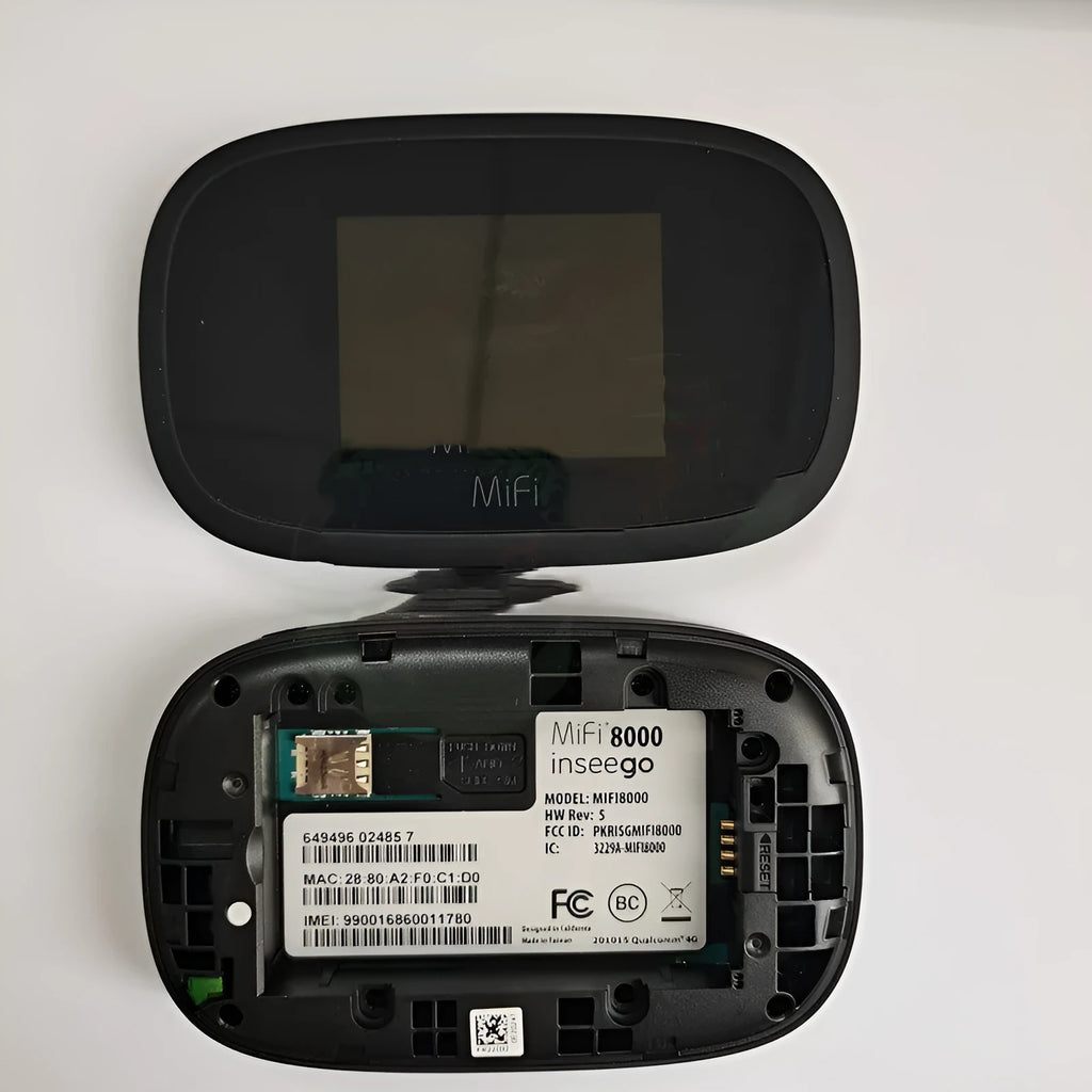 Black portable 4G wireless router with compact design measuring 10cm by 20cm