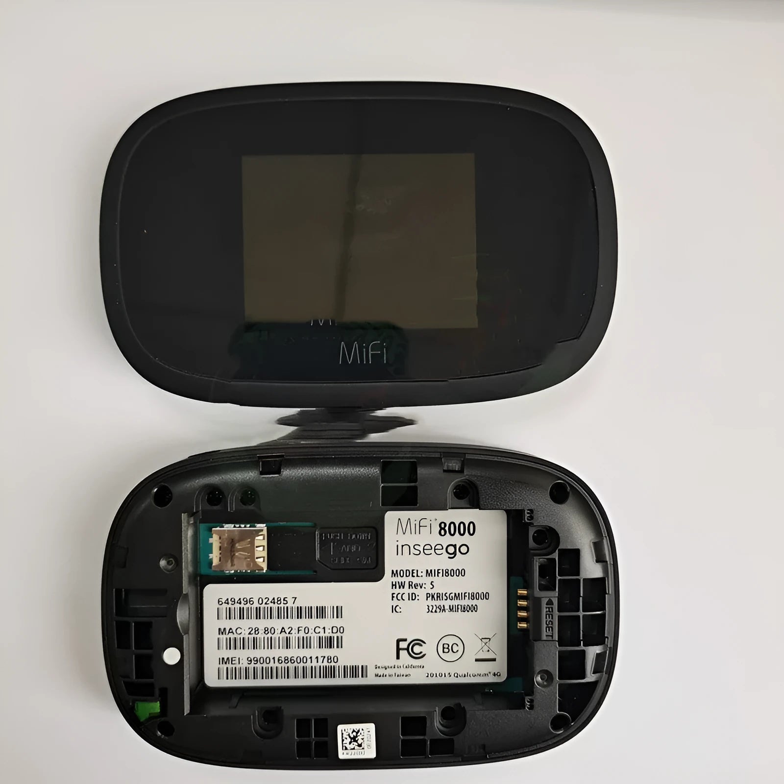 Black portable 4G wireless router with compact design measuring 10cm by 20cm