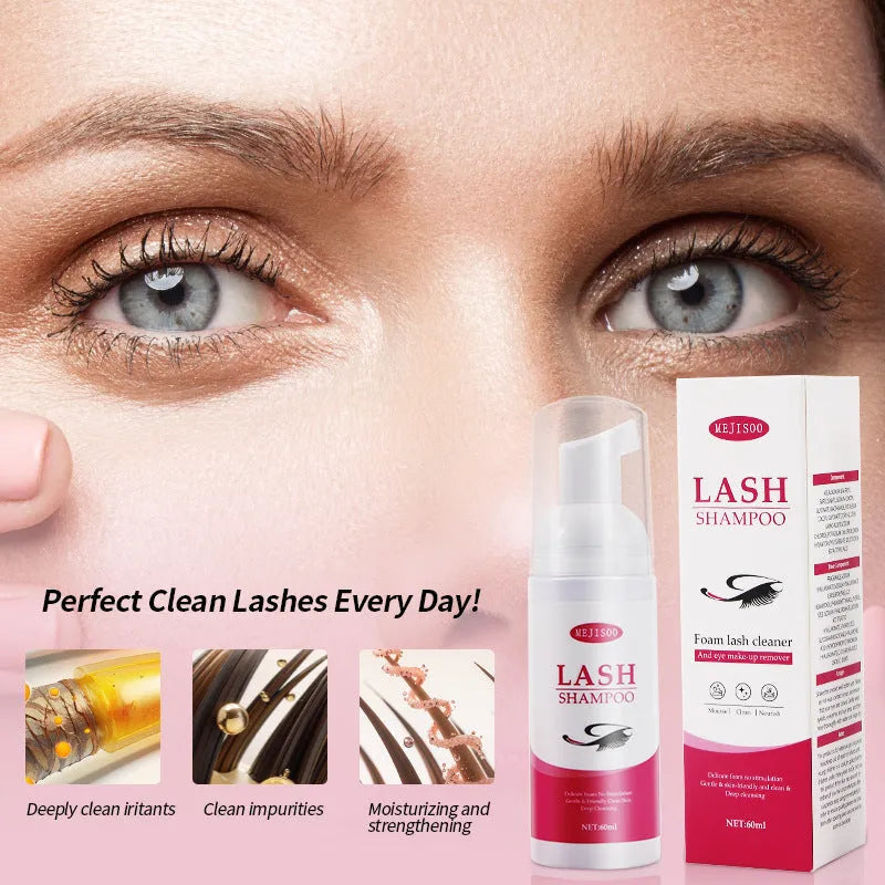 60ml bottle of eyelash cleaning mousse shampoo for lash extension maintenance