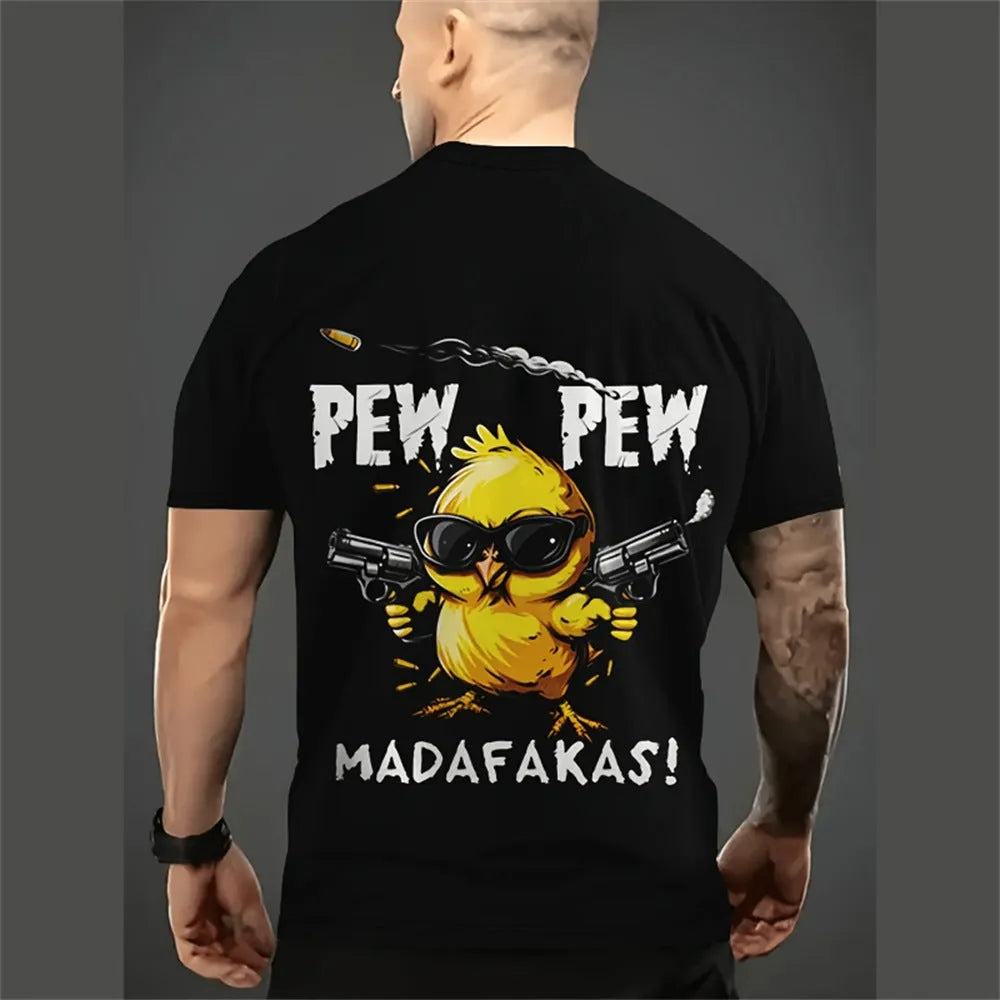 Men's loose-fit short sleeve shirt with a cartoon 3D printed pattern in a summer colour