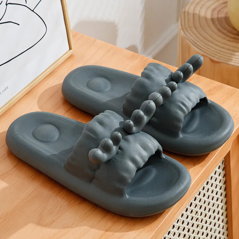 Deer horn design flip flop slippers with non-slip soles in light yellow colour